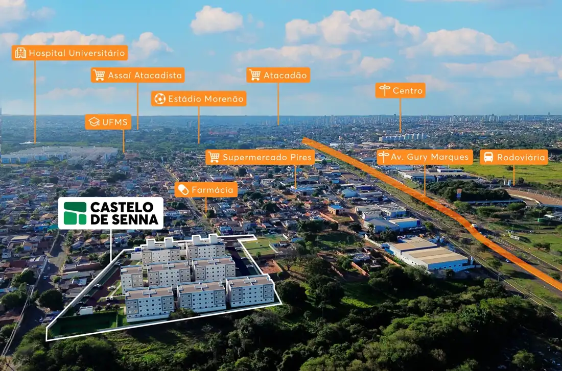 Perspectiva ilustrativa de Castelo de Senna em Campo Grande